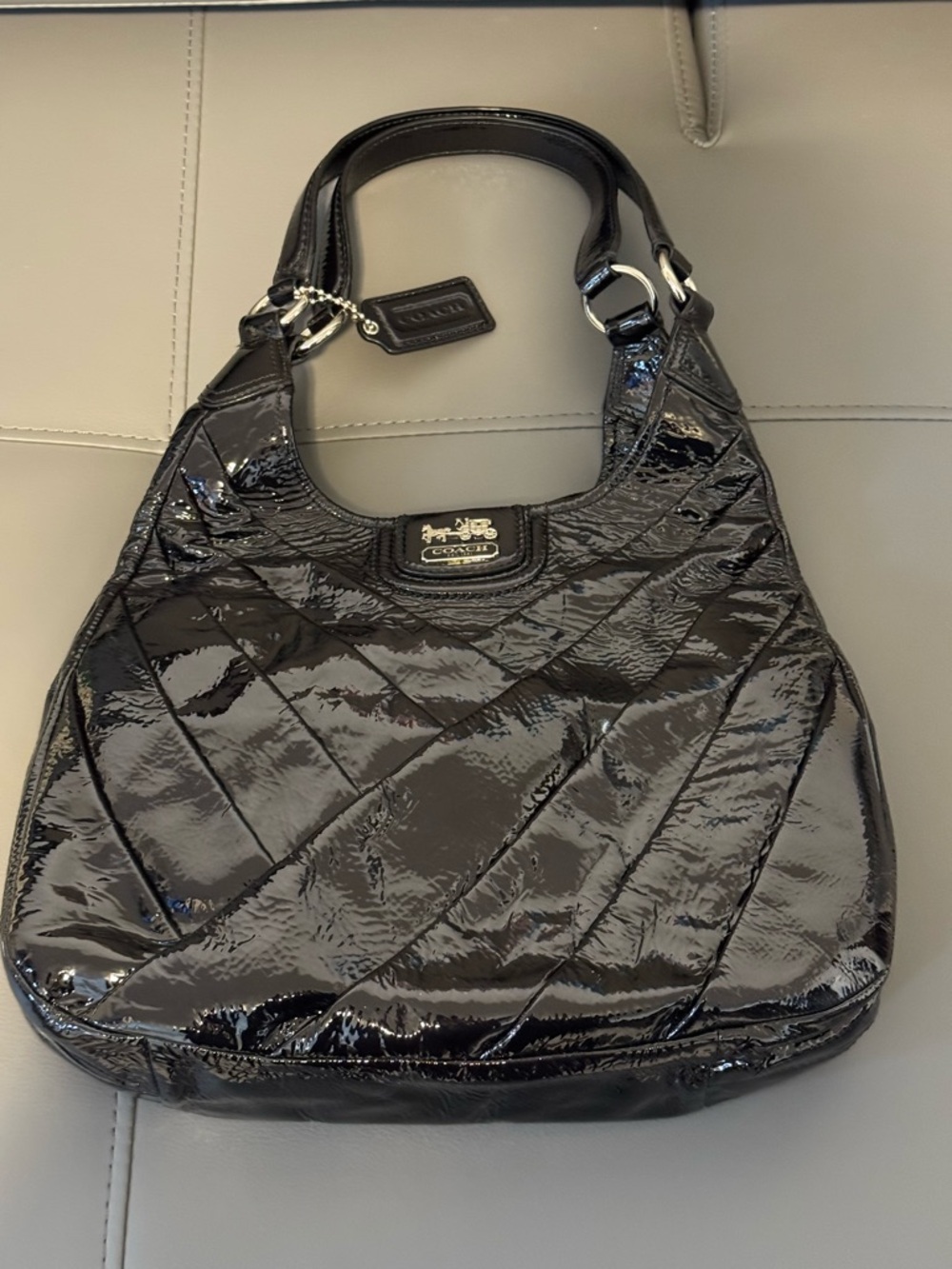 Patent Black Coach Shoulder Bag